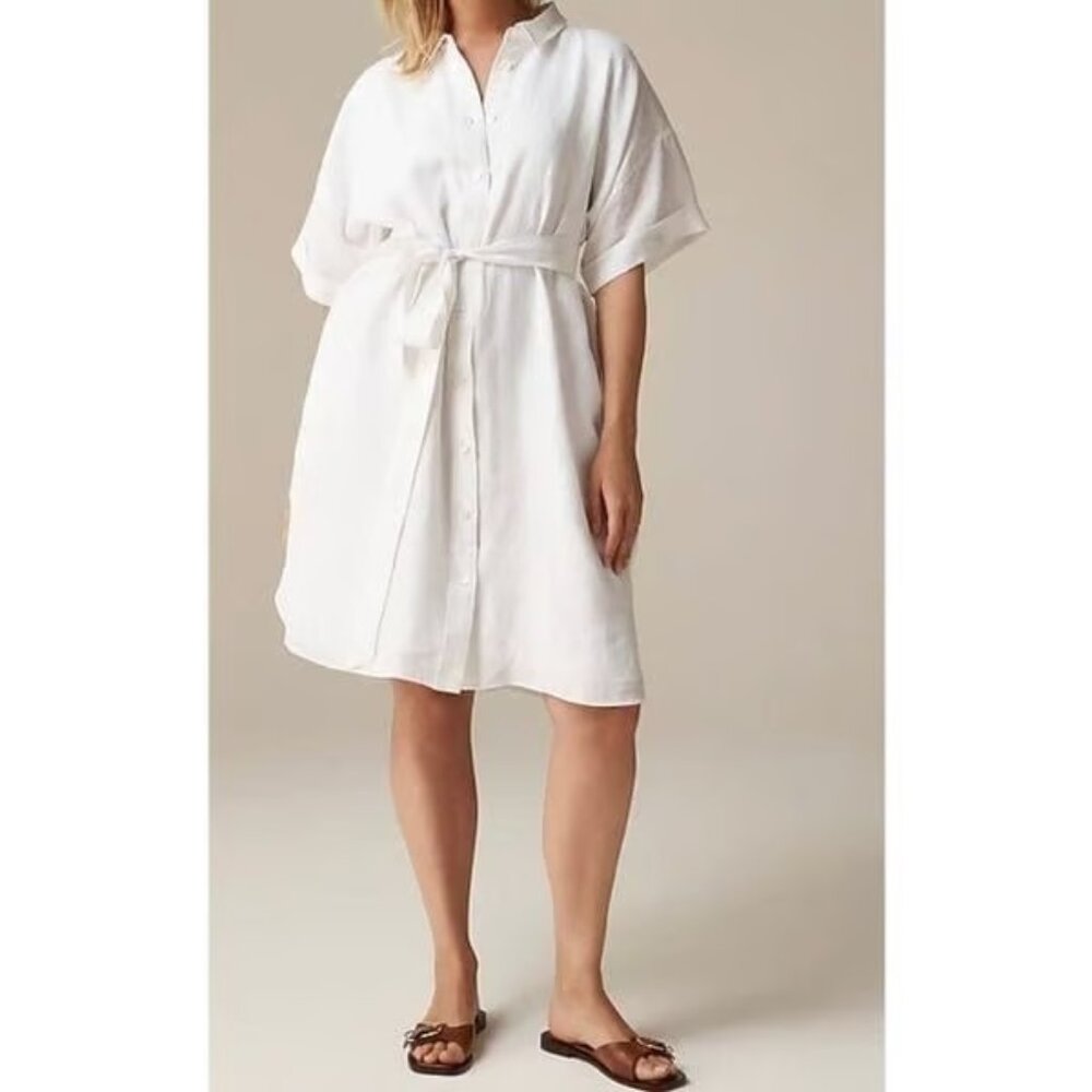 J. Crew White Capitaine shirtdress in linen